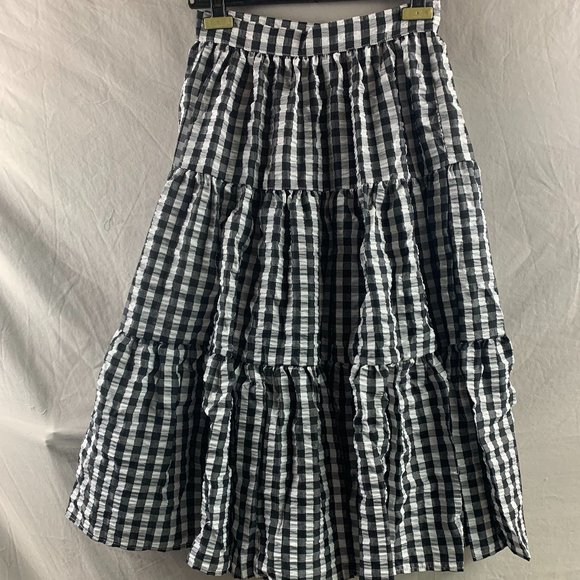Gingham Ruffle Hem Flared Skirt - Picture 6 of 6